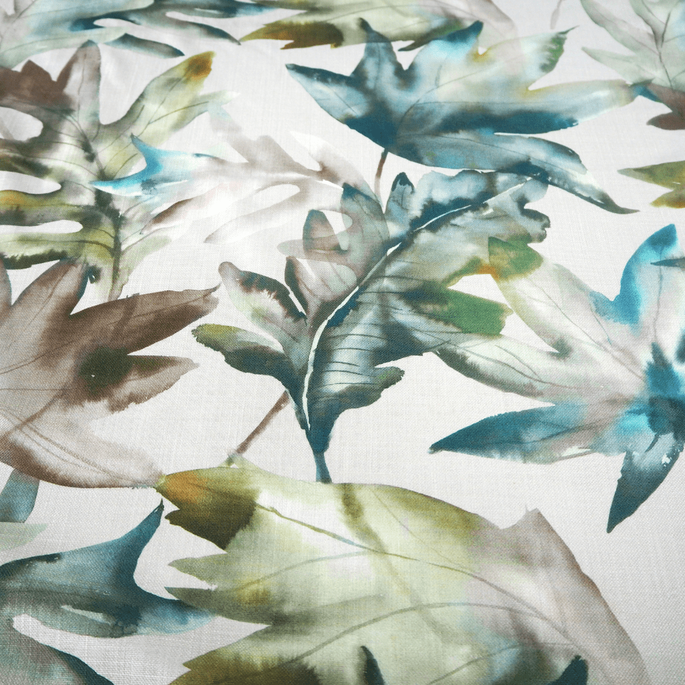 2 meters Voyage Maison Kimino Green/Blue Leaf Design Curtain Fabric - Clearance Fabric Shop