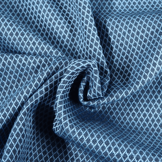 Diamond Blue Wool FR Curtain and Upholstery Fabric. - Clearance Fabric Shop