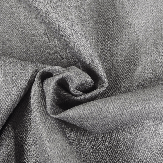 Grey Herringbone Tweed Curtain and Upholstery Fabric. - Clearance Fabric Shop