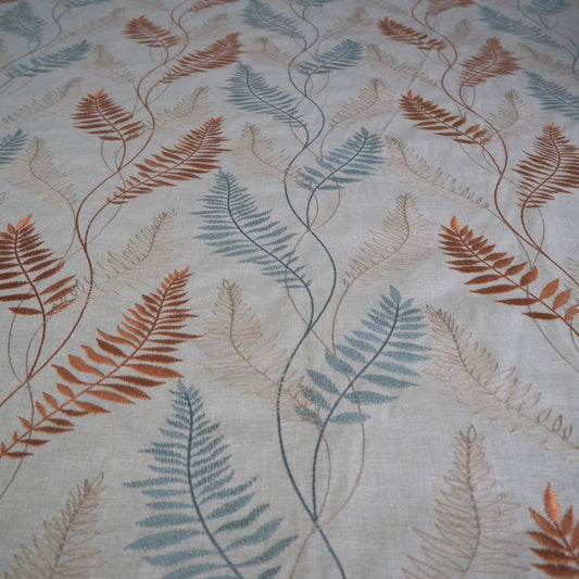 Prestigious embroidered fern design curtain fabric. - Clearance Fabric Shop