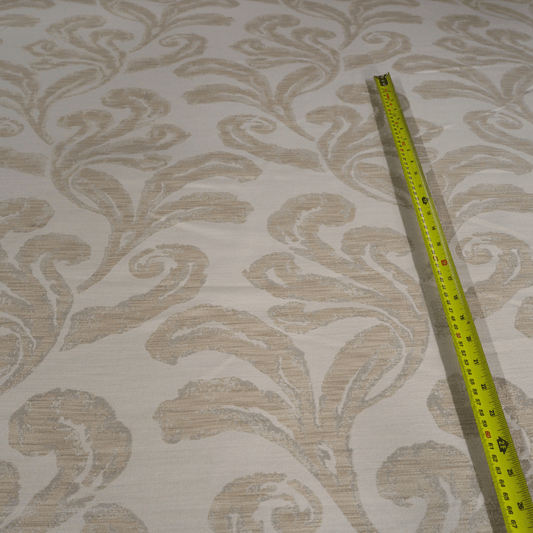 Rococo style fabric in oatmeal shades Curtain and Upholstery Fabric. - Clearance Fabric Shop