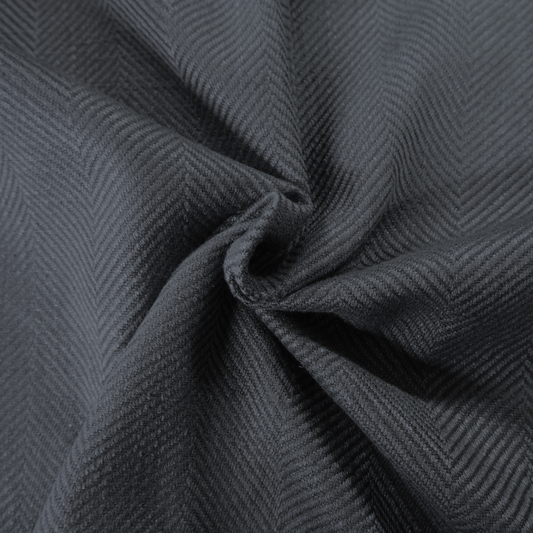 Romo Graphite Herringbone Wool Type Curtain and Upholstery Fabric. - Clearance Fabric Shop