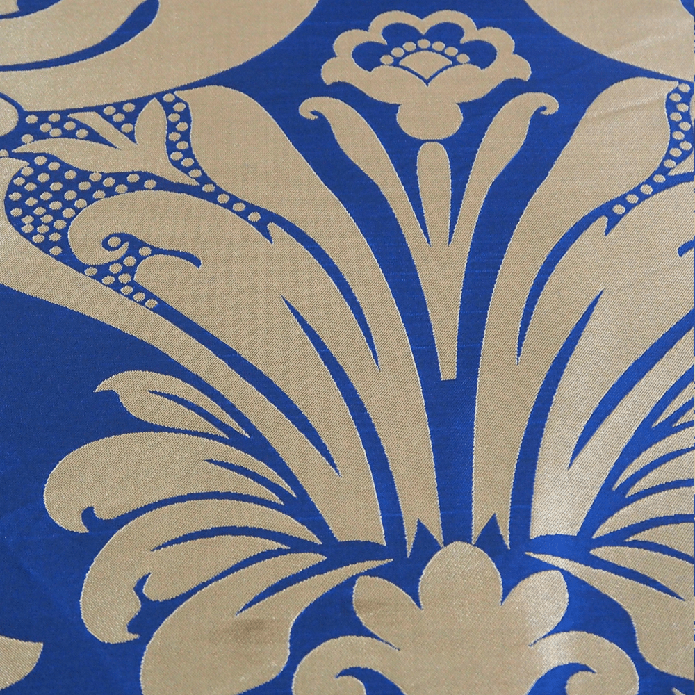 Royal Blue and Gold Damask Curtain Fabric. - Clearance Fabric Shop